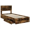 vidaXL Cama con almacenamiento con cabecera Roble ahumado 90 x 190 cm