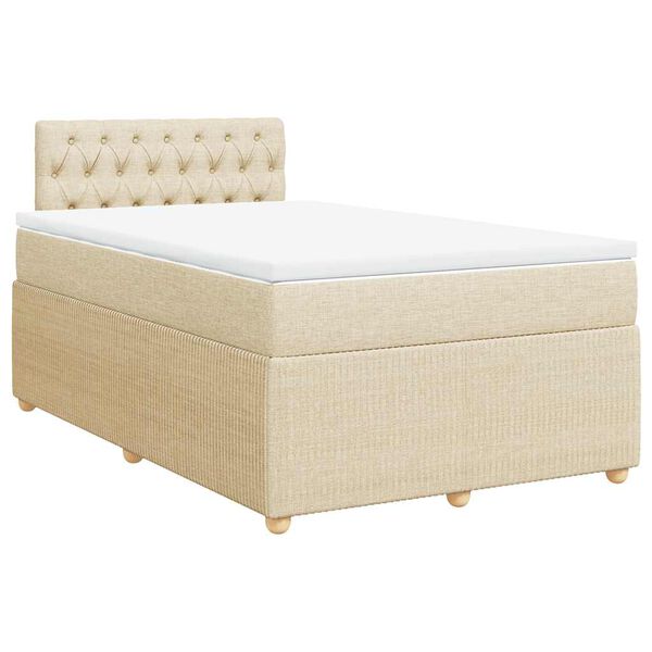vidaXL Cama box spring con colch&oacute;n tela color crema 120x200 cm