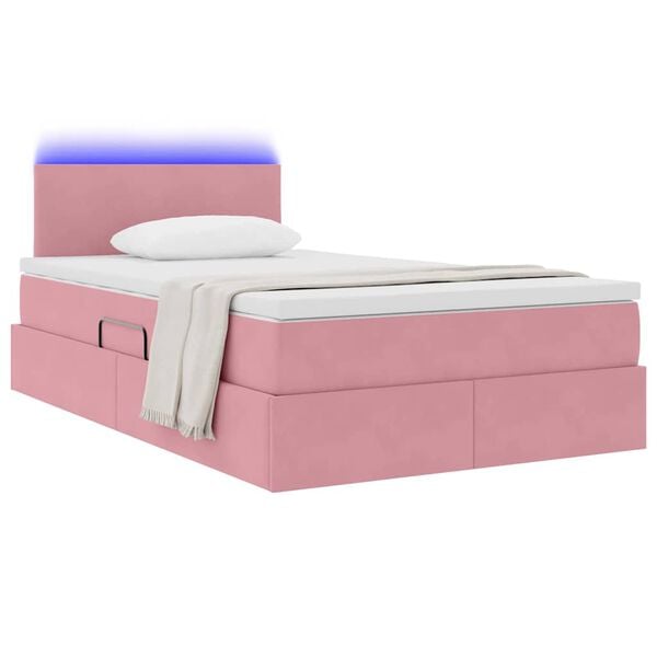 vidaXL Cama con almacenamiento y LED Rosa 120 x 200 cm Terciopelo
