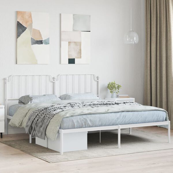 vidaXL Estructura cama sin colchón con cabecero metal blanco 160x200cm