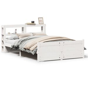 vidaXL Estructura de cama con cabecero sin colch&oacute;n blanco 140x200 cm