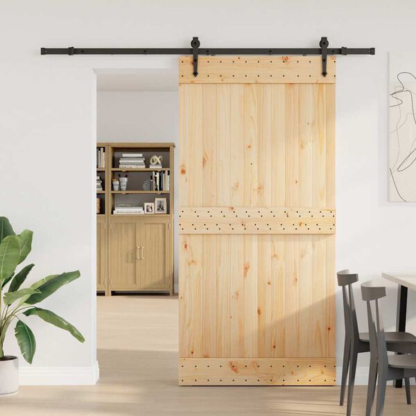 vidaXL Puerta corredera con herrajes madera maciza de pino 100x210 cm