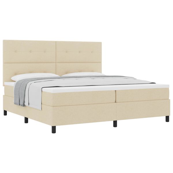 vidaXL Cama tipo Box Spring con colch&oacute;n Crema 200 x 200 cm tela