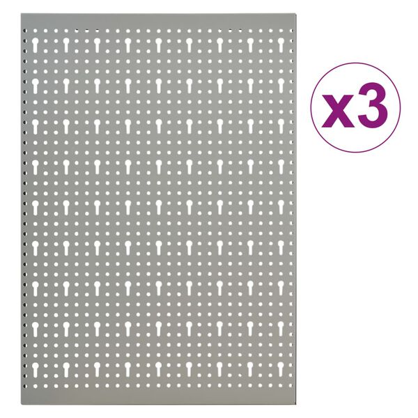 vidaXL Tableros de clavijas para pared 3 unidades acero 40x58 cm