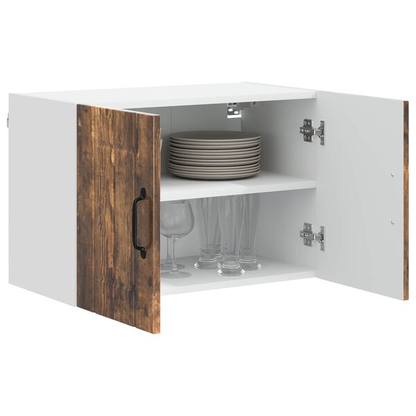 vidaXL Gabinetes de pared de cocina con puerta 2 pcs Roble ahumado