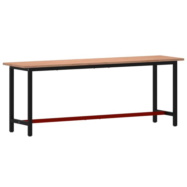 vidaXL Banco de trabajo madera maciza de haya y metal 220x55x81,5 cm