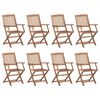 vidaXL Sillas plegables, 8 unidades, madera maciza de acacia.