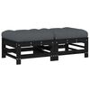vidaXL Taburetes de jard&iacute;n con cojines 2 uds madera maciza pino negro