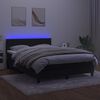 vidaXL Cama box spring colch&oacute;n y LED terciopelo negro 140x190 cm