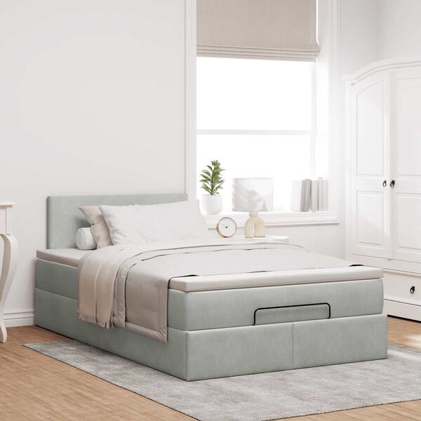 vidaXL Estructura cama otomana colch&oacute;n terciopelo gris claro 120x200cm