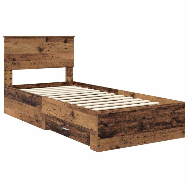 vidaXL Estructura de cama con cabecera Madera vieja 90 x 190 cm