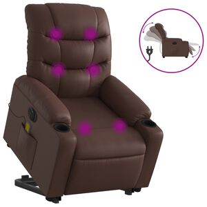 vidaXL Sill&oacute;n de masaje elevable el&eacute;ctrico cuero sint&eacute;tico marr&oacute;n