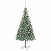 vidaXL &Aacute;rbol de Navidad artificial con LEDs, bolas y pi&ntilde;as 210 cm
