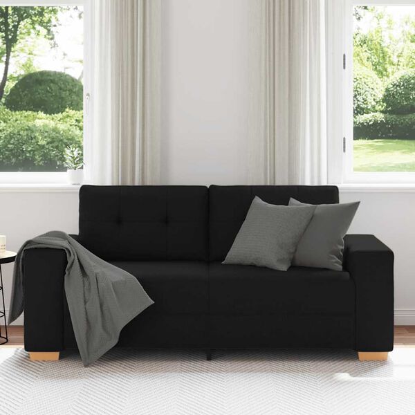 vidaXL Sof&aacute; Loveseat de tela negra de 140 cm