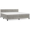 vidaXL Cama box spring con colch&oacute;n terciopelo gris claro 200x200 cm