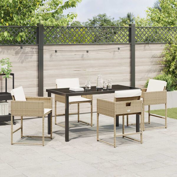 vidaXL Conjunto de Comedor de Jard&iacute;n 5 pcs Beige rat&aacute;n sint&eacute;tico