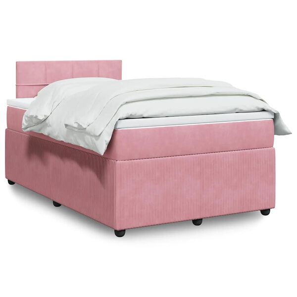 vidaXL Cama box spring con colch&oacute;n terciopelo rosa 120x190 cm