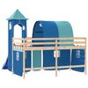 vidaXL Cama alta para ni&ntilde;os con torre madera pino azul 80x200 cm