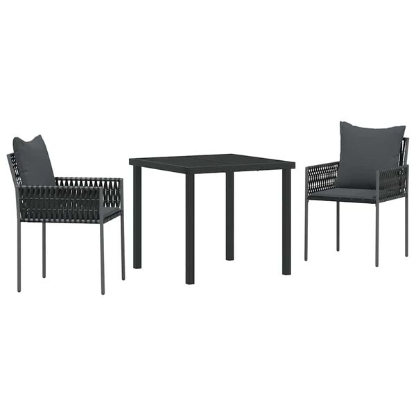 vidaXL Conjunto de Comedor de Jard&iacute;n 3 pcs Negro y Gris