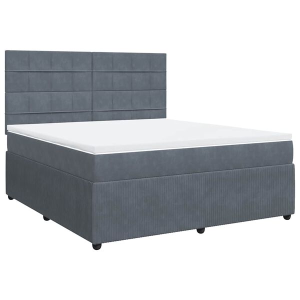 vidaXL Cama box spring con colch&oacute;n terciopelo gris oscuro 180x200 cm