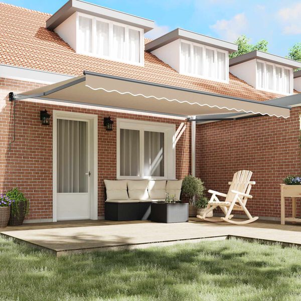 vidaXL Toldo Beige 450 x 300 x 165 cm Poli&eacute;ster y metal