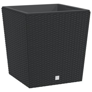 vidaXL Macetero con interior extra&iacute;ble PP rat&aacute;n gris antracita 37/64 L