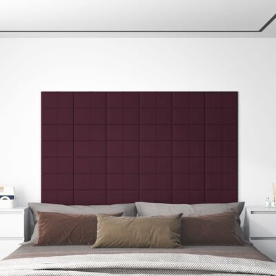 vidaXL Paneles de pared 12 uds tela morado 30x15 cm 0,54 m²