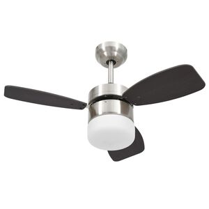 vidaXL Ventilador de techo con luz con mando marr&oacute;n oscuro 76 cm