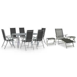 vidaXL Juego de comedor de jard&iacute;n 10 piezas negro y plateado