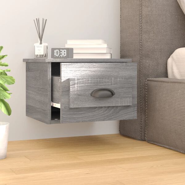 vidaXL Mesita de noche de pared color gris Sonoma 41,5x36x28 cm