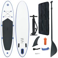 vidaXL Juego de tabla de paddle surf hinchable azul y blanco