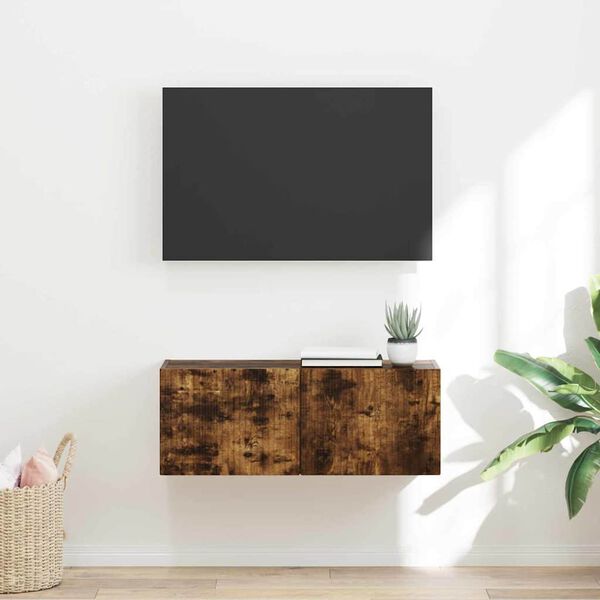 vidaXL Mueble de TV Montado en la Pared Roble ahumado