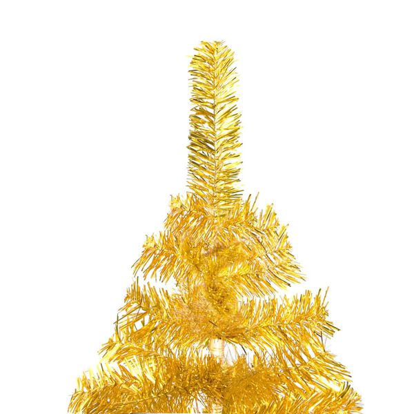 vidaXL Árbol de Navidad preiluminado con luces y bolas dorado 210 cm