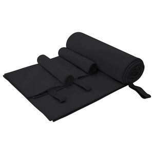 vidaXL Set de Toallas de Deportes 3 pcs Negro Poli&eacute;ster y Poliamida