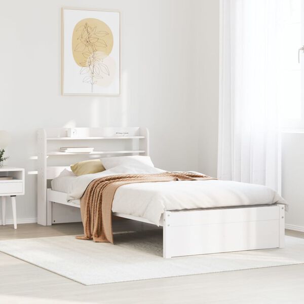 vidaXL Estructura de cama con cabecero sin colch&oacute;n blanco 100x200 cm