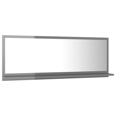 vidaXL Espejo de baño madera contrachapada gris brillo 100x10,5x37 cm