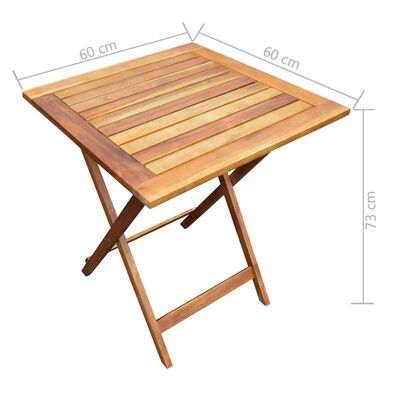 vidaXL Mesa y sillas bistró plegables 3 pzas madera maciza de acacia