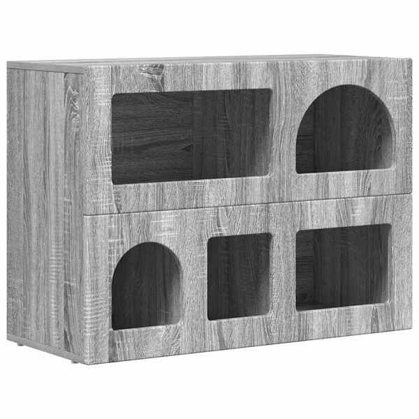 vidaXL Aparador Gris Sonoma 80.5 x 35 x 59 cm Madera de ingenier&iacute;a