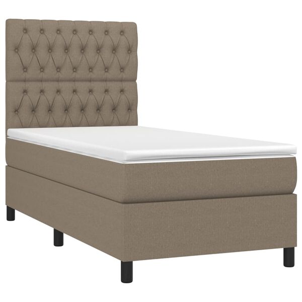 vidaXL Cama box spring con colch&oacute;n tela gris taupe 100x200 cm