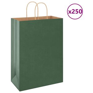 vidaXL Bolsas de papel con asas 250 uds verde 32x17x44 cm