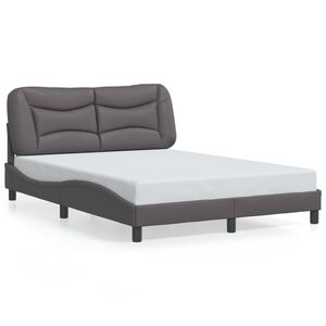 vidaXL Estructura de cama sin colch&oacute;n Hvar cuero sint&eacute;tico gris 120x200 cm