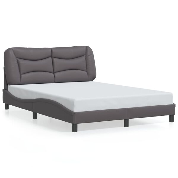 vidaXL Estructura de cama sin colch&oacute;n Hvar cuero sint&eacute;tico gris 120x200 cm