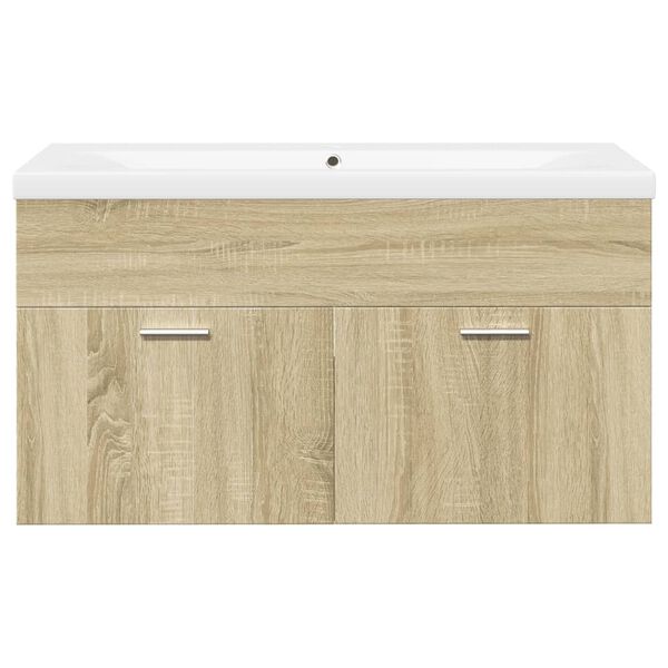 vidaXL Mueble de ba&ntilde;o con lavabo integrado roble Sonoma