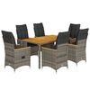 vidaXL Set comedor jard&iacute;n 7 pzas y cojines rat&aacute;n sint&eacute;tico gris