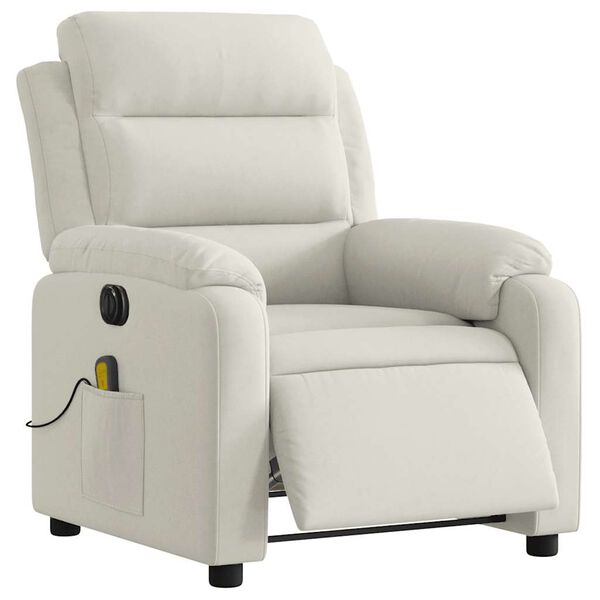 vidaXL Sill&oacute;n reclinable de masaje el&eacute;ctrico terciopelo color crema