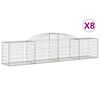vidaXL Cestas de gaviones 8 uds forma de arco hierro 300x50x60/80 cm