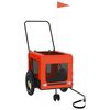 vidaXL Remolque de bicicleta mascotas hierro tela Oxford naranja negro