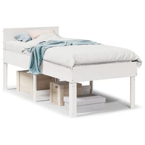 vidaXL Estructura de cama sin colch&oacute;n madera maciza blanca 90x190 cm