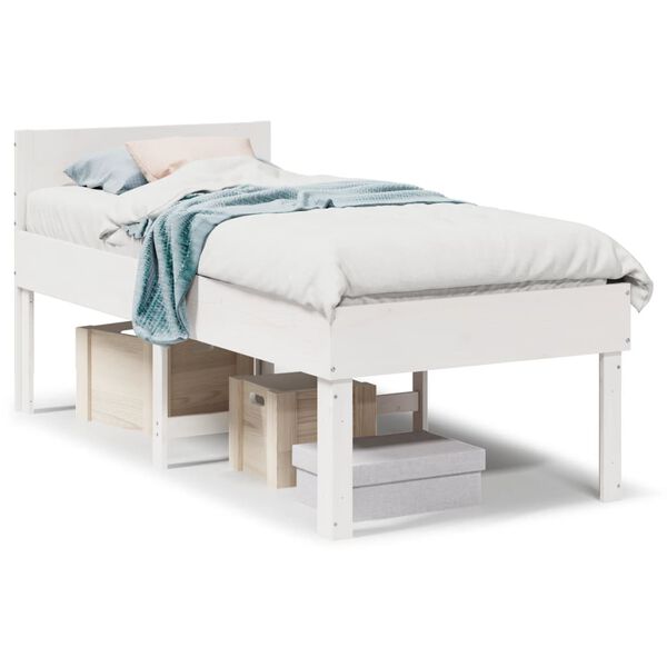 vidaXL Estructura de cama sin colch&oacute;n madera maciza blanca 90x190 cm