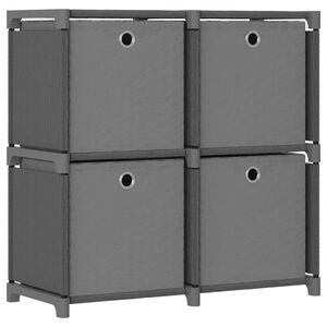 vidaXL Estanter&iacute;a de 4 cubos con cajas de tela gris 69x30x72,5 cm